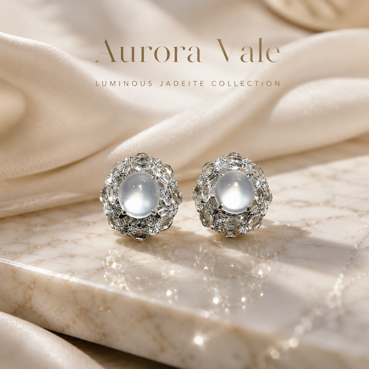 Luxury Icy Jadeite Diamond Stud Earrings