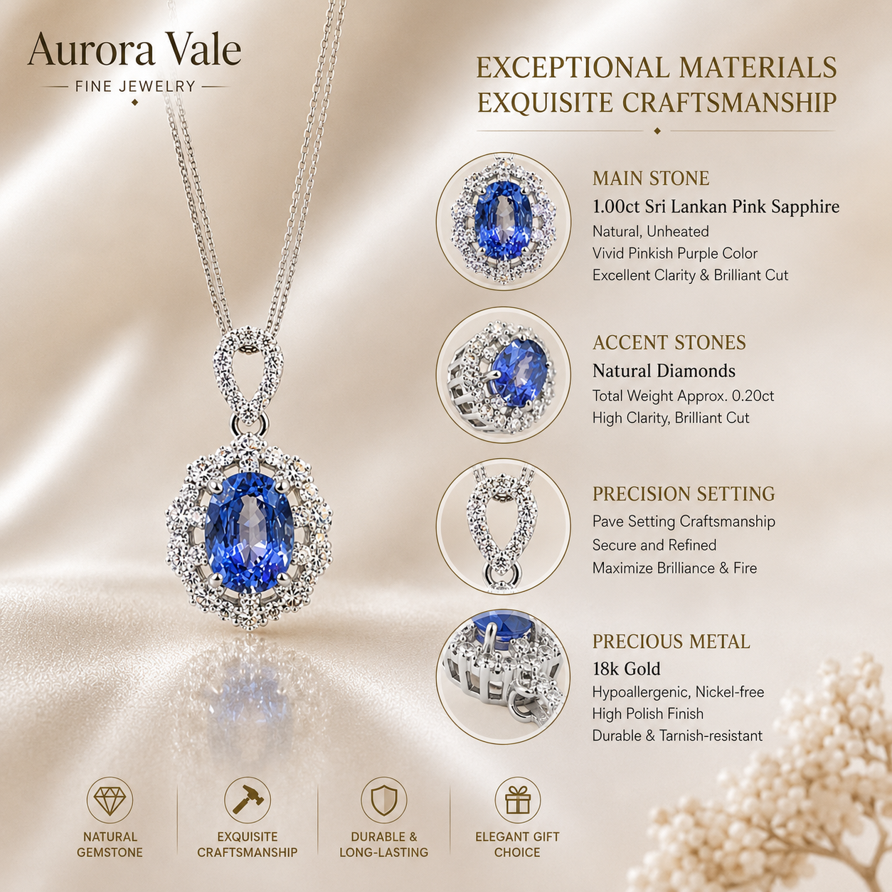 Sri Lankan Blue Sapphire Necklace
