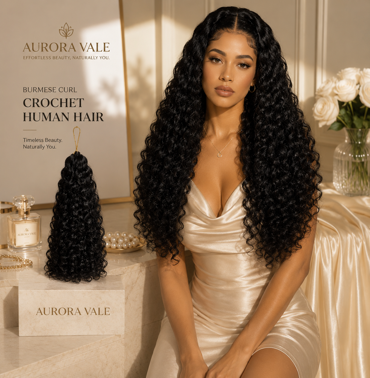 Natural Black Burmese Curl Crochet Human Hair