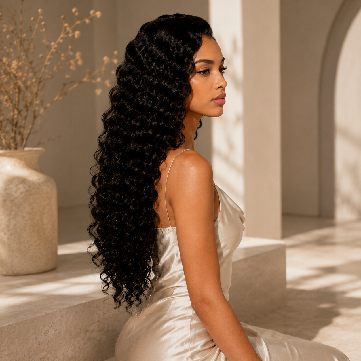 Natural Black Deep Curly Crochet Human Hair