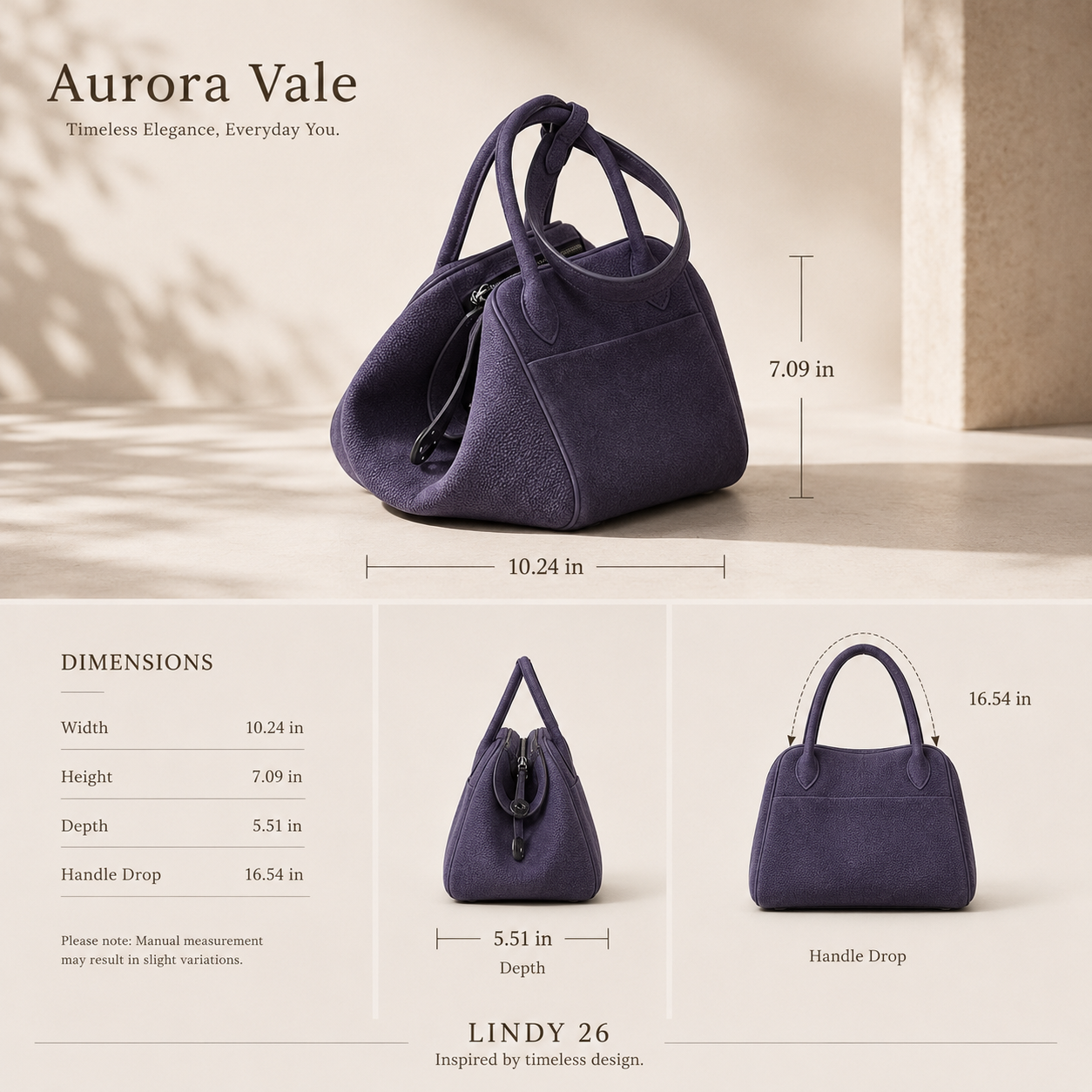 Luxury Purple Deerskin Tote