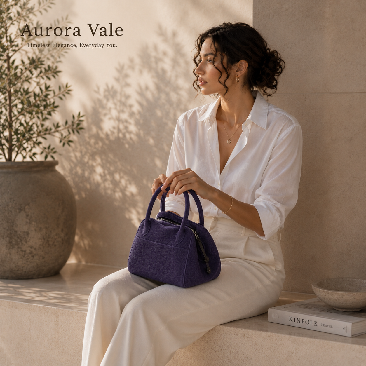 Luxury Purple Deerskin Tote
