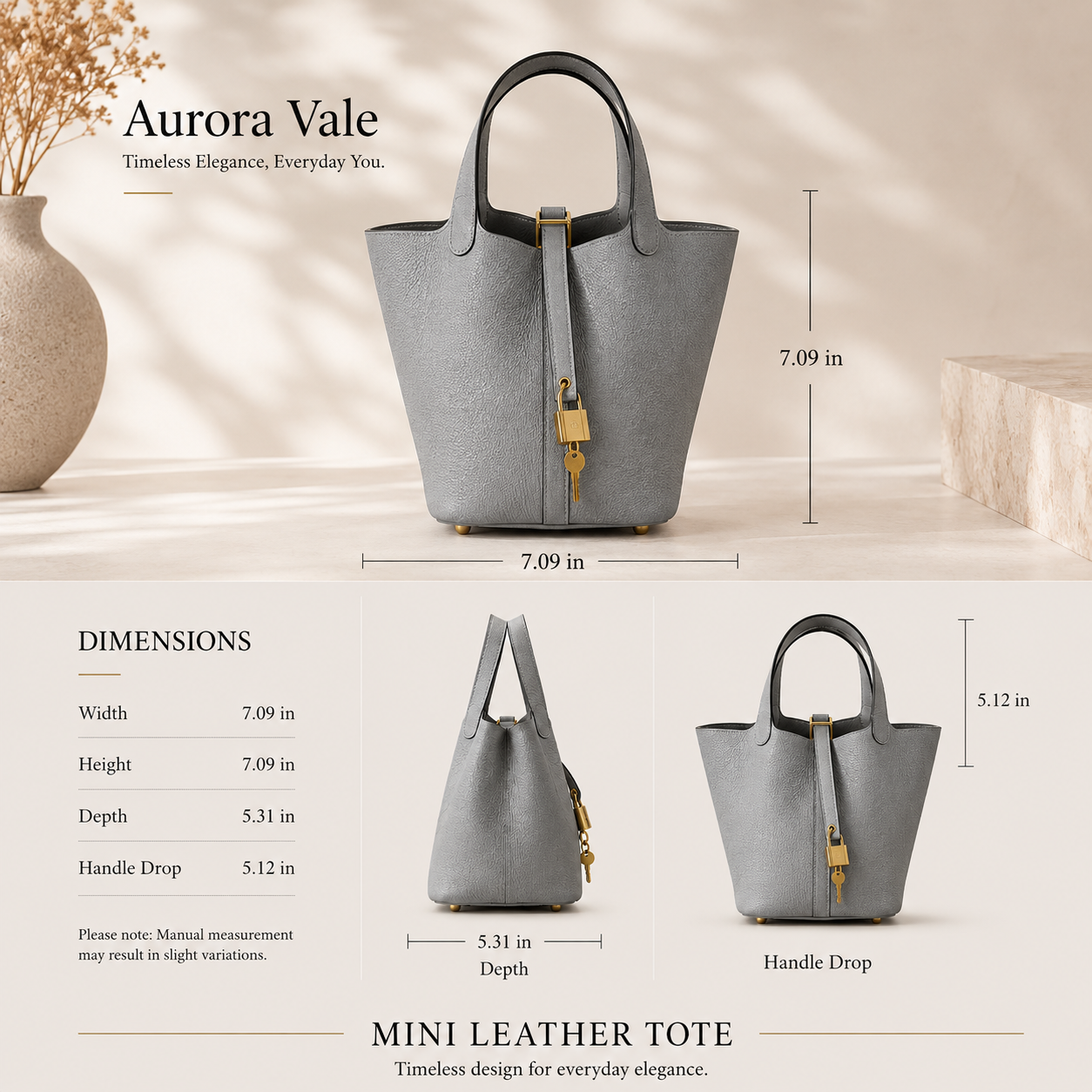 Premium Togo Leather Bucket Tote