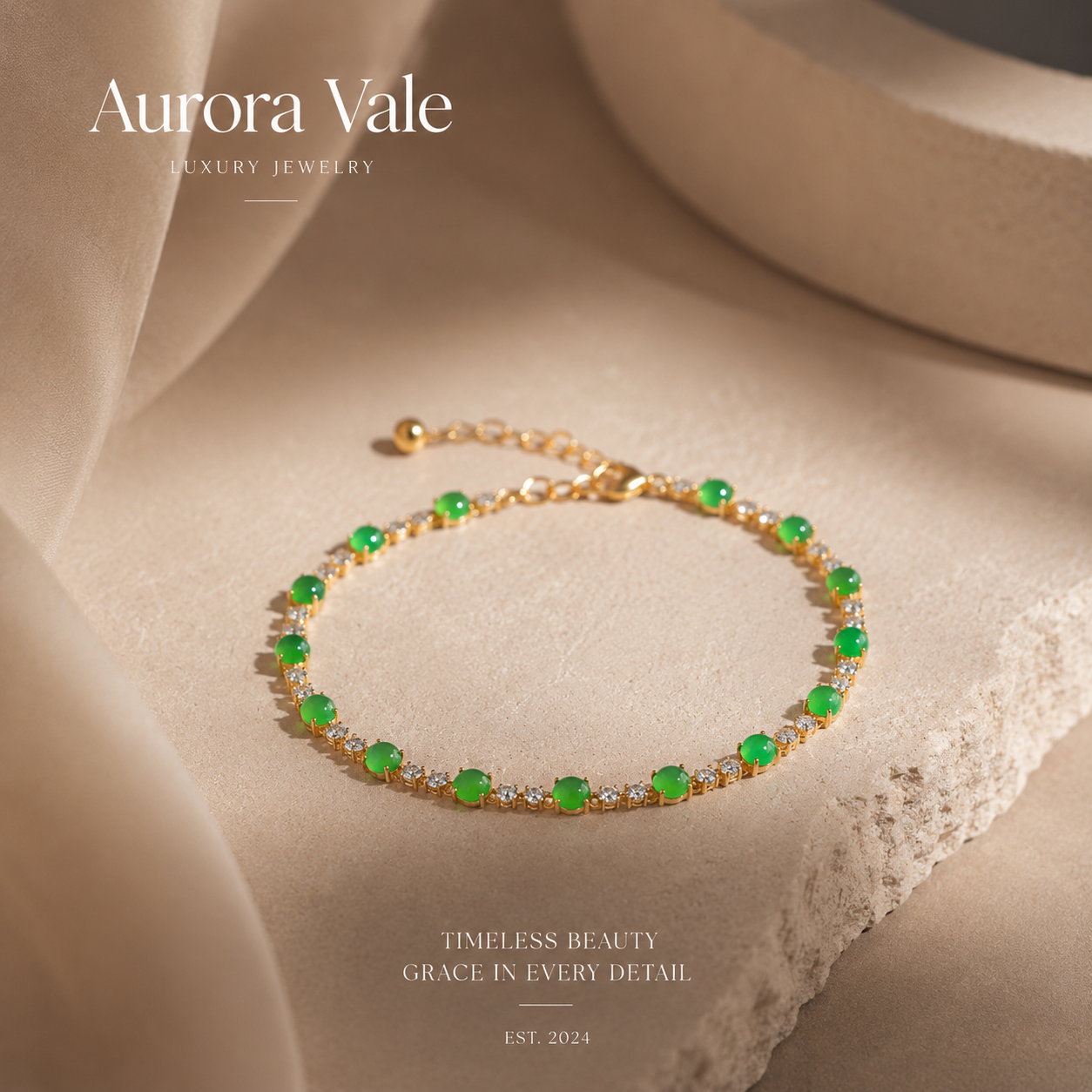 Natural Jadeite & Diamond Bracelet