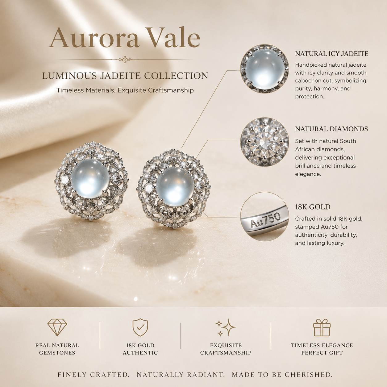 Luxury Icy Jadeite Diamond Stud Earrings