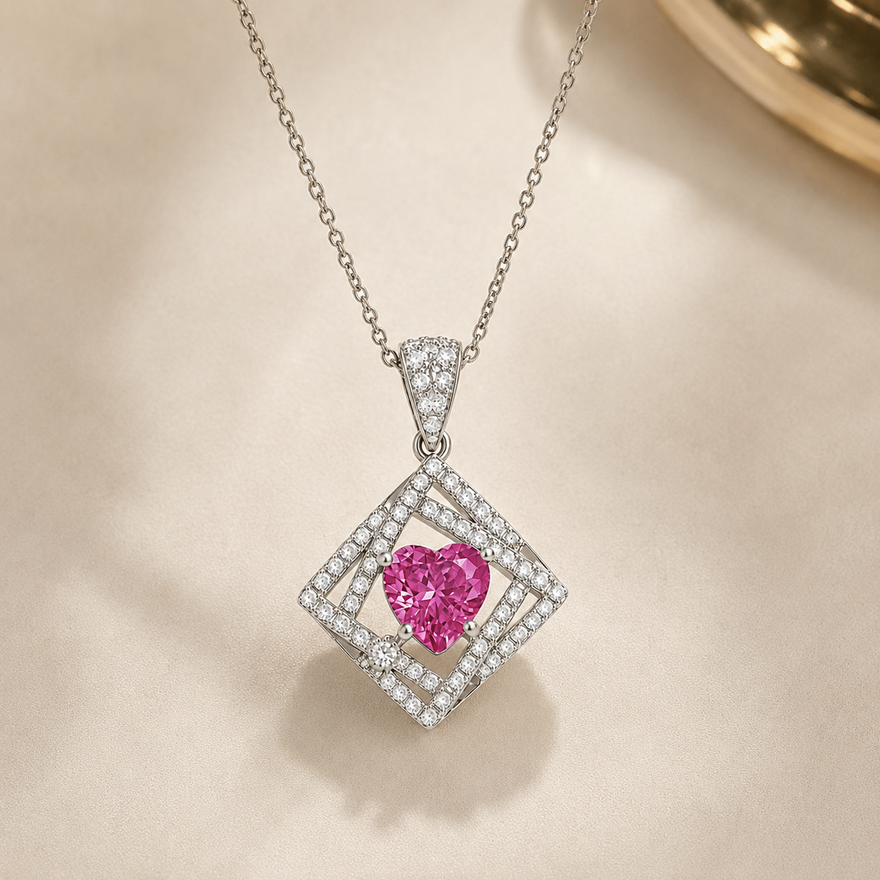 Pink Heart Gem Pendant