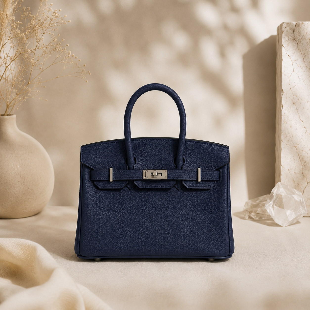 Premium Togo Leather Top Handle Handbag