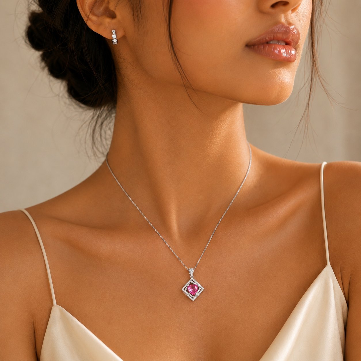 Pink Heart Gem Pendant