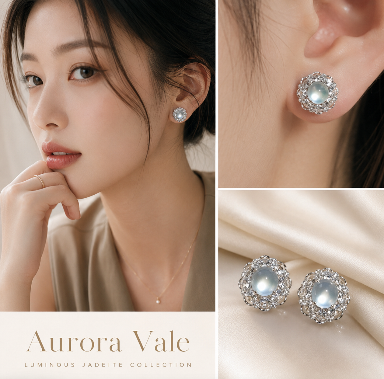Luxury Icy Jadeite Diamond Stud Earrings