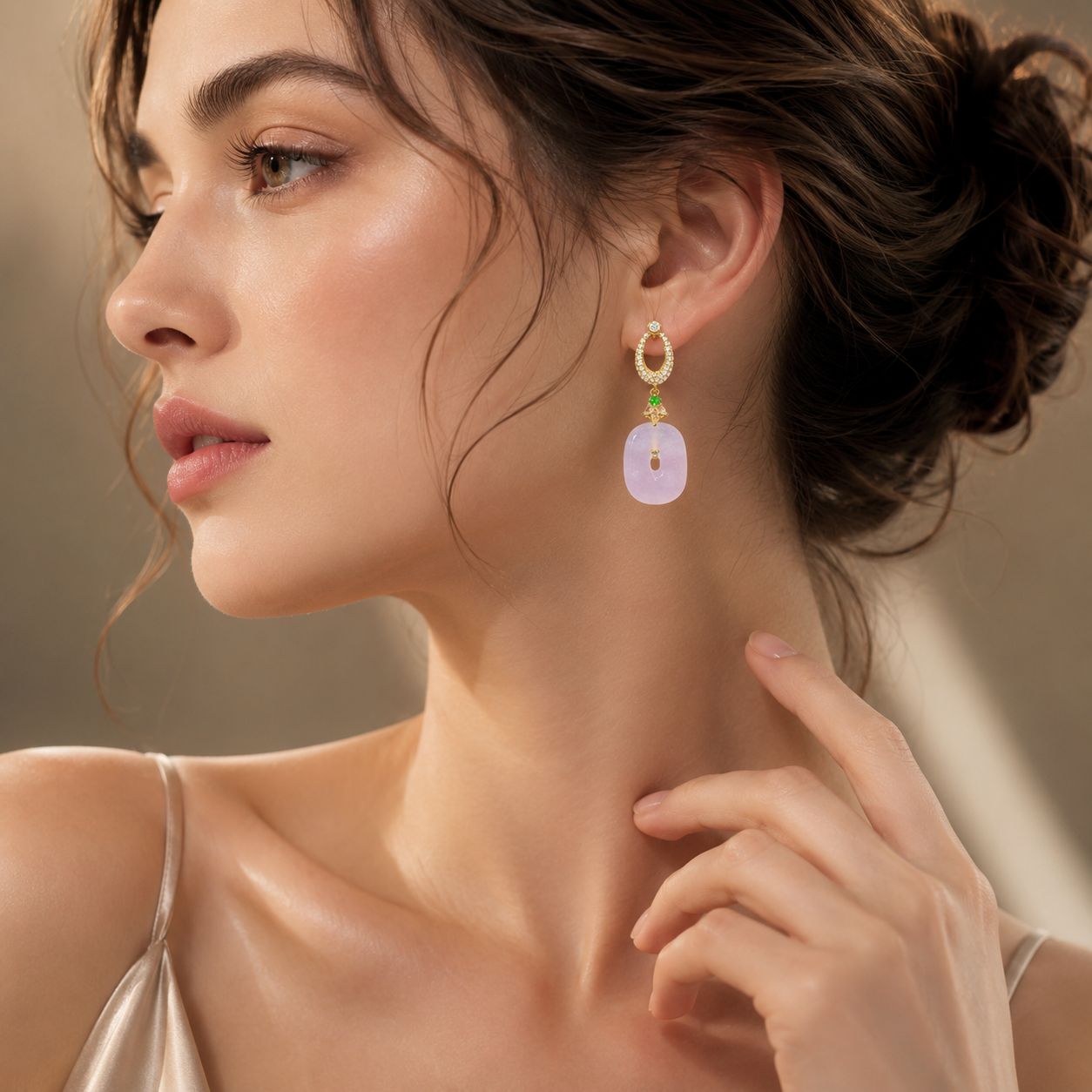 Lavender Jadeite Drop Earrings