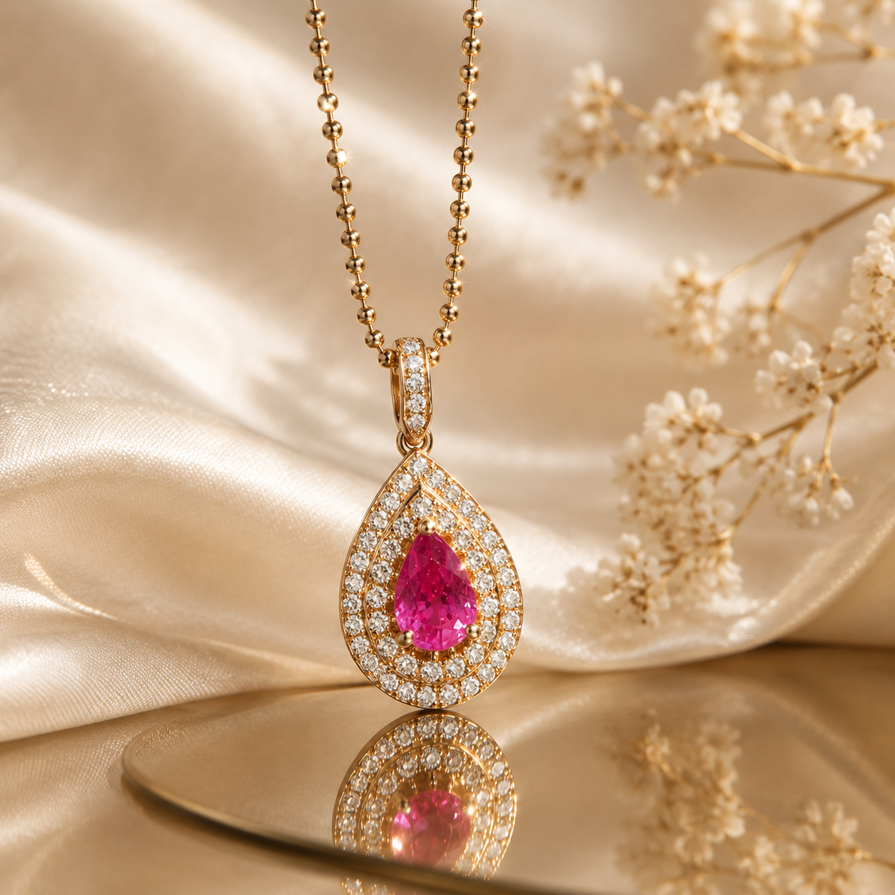 No-Heat Sri Lankan Ruby Diamond Pendant