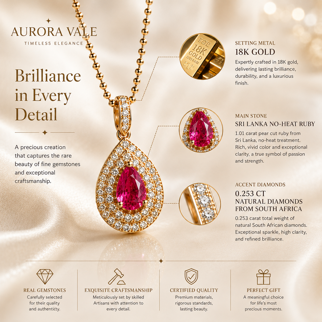 No-Heat Sri Lankan Ruby Diamond Pendant