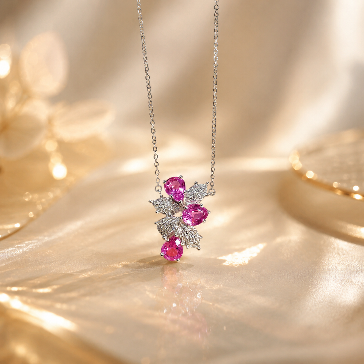 Sri Lankan Pink Sapphire Pendant Necklace