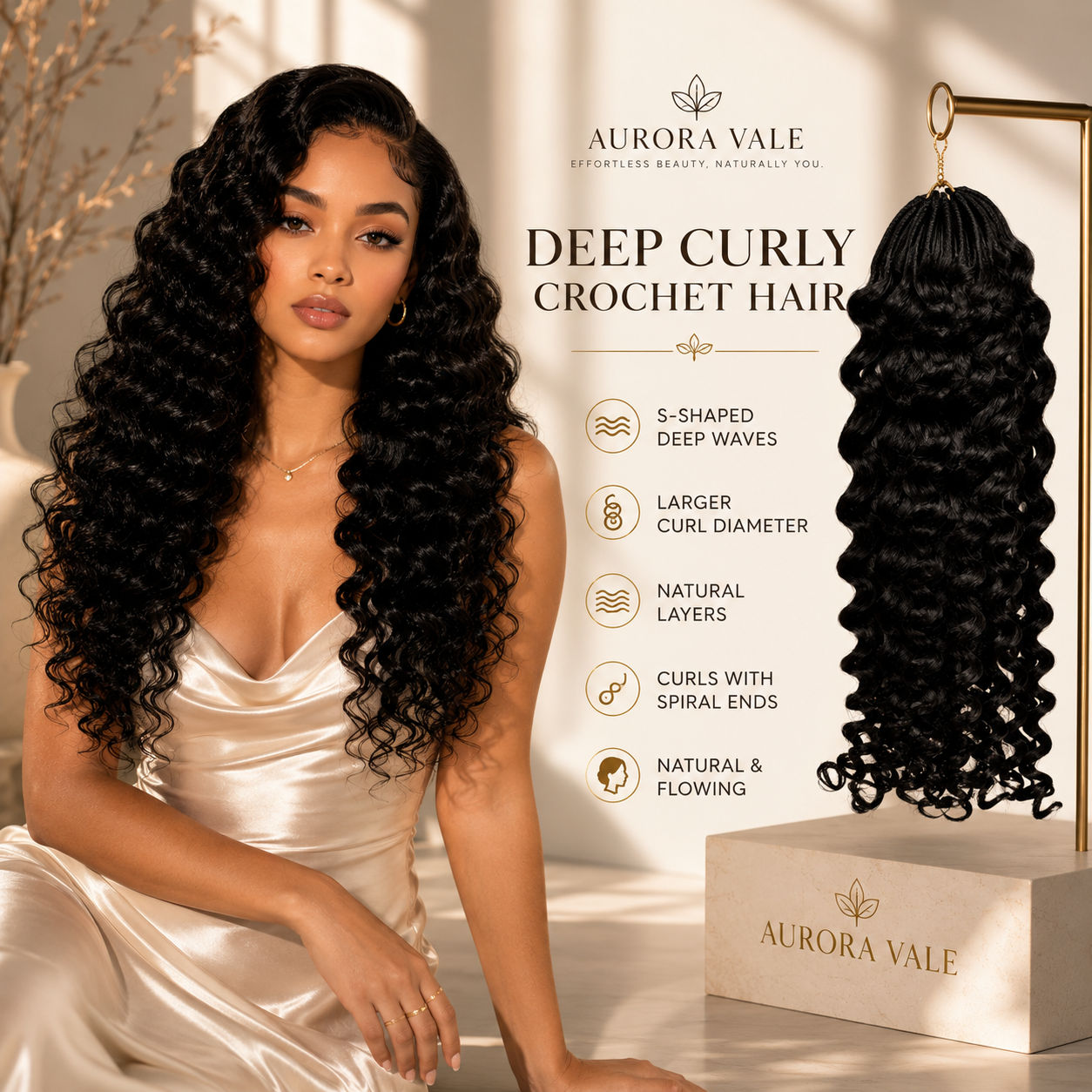 Natural Black Deep Curly Crochet Human Hair