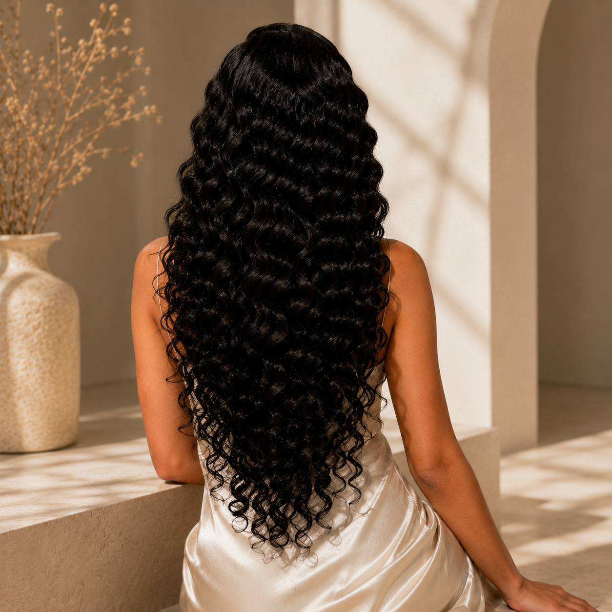 Natural Black Deep Curly Crochet Human Hair