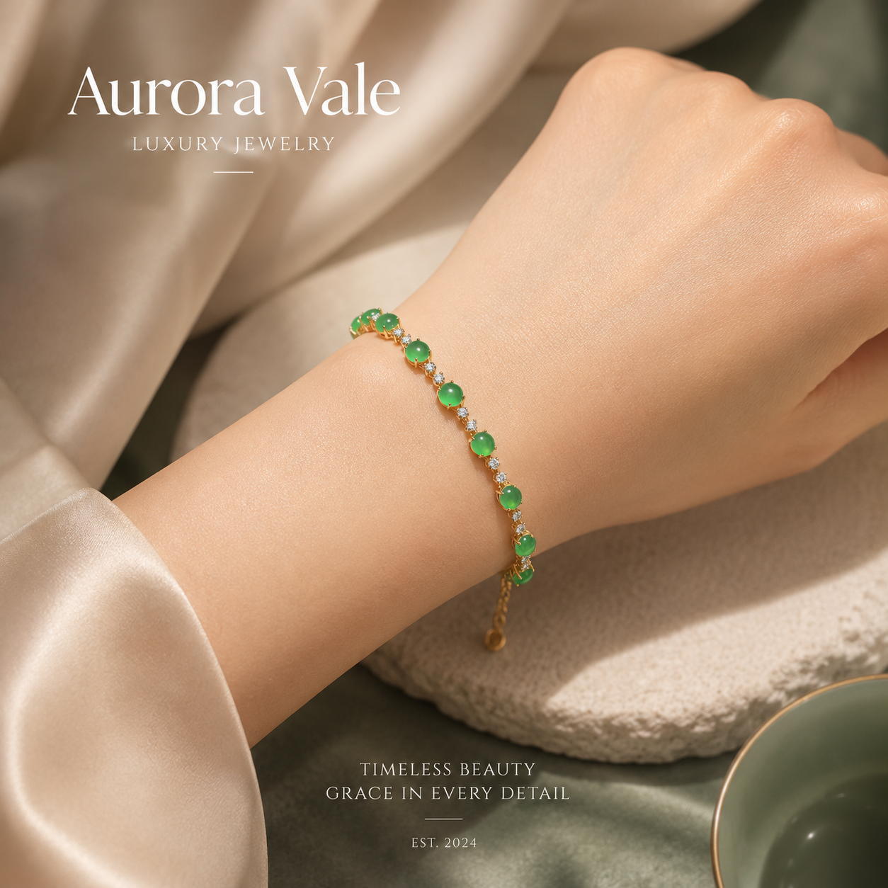Natural Jadeite & Diamond Bracelet