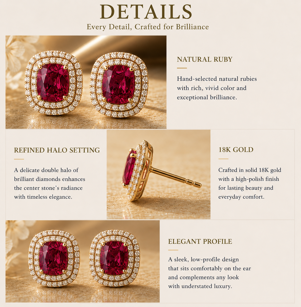 Royal Ruby Halo Studs
