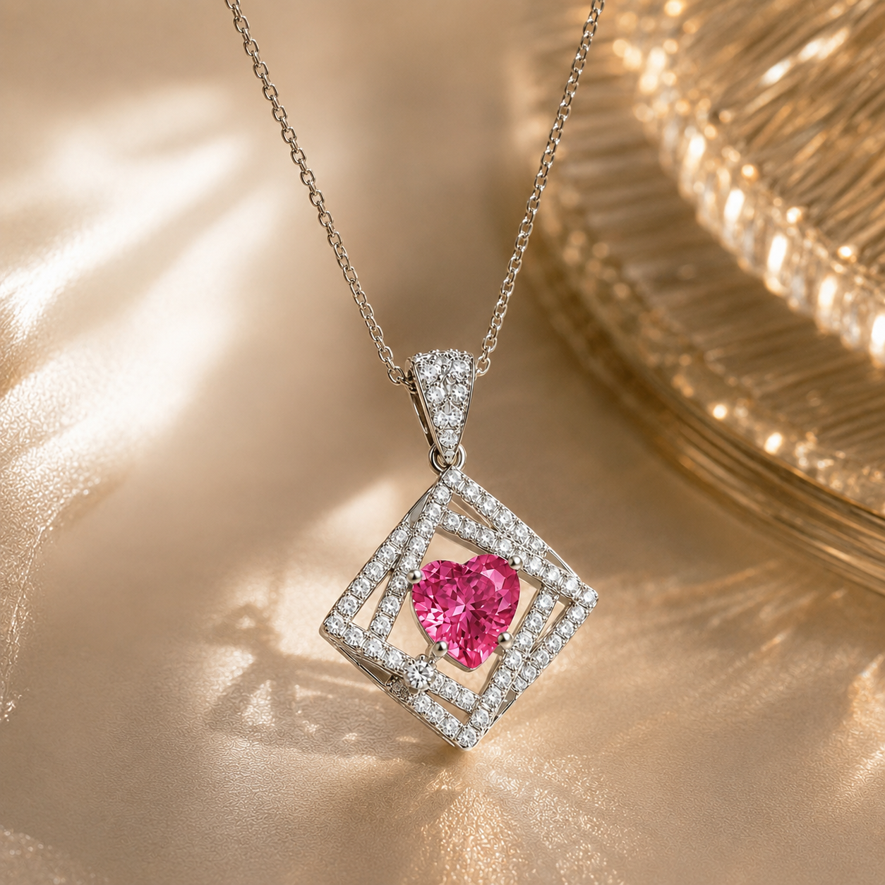 Pink Heart Gem Pendant