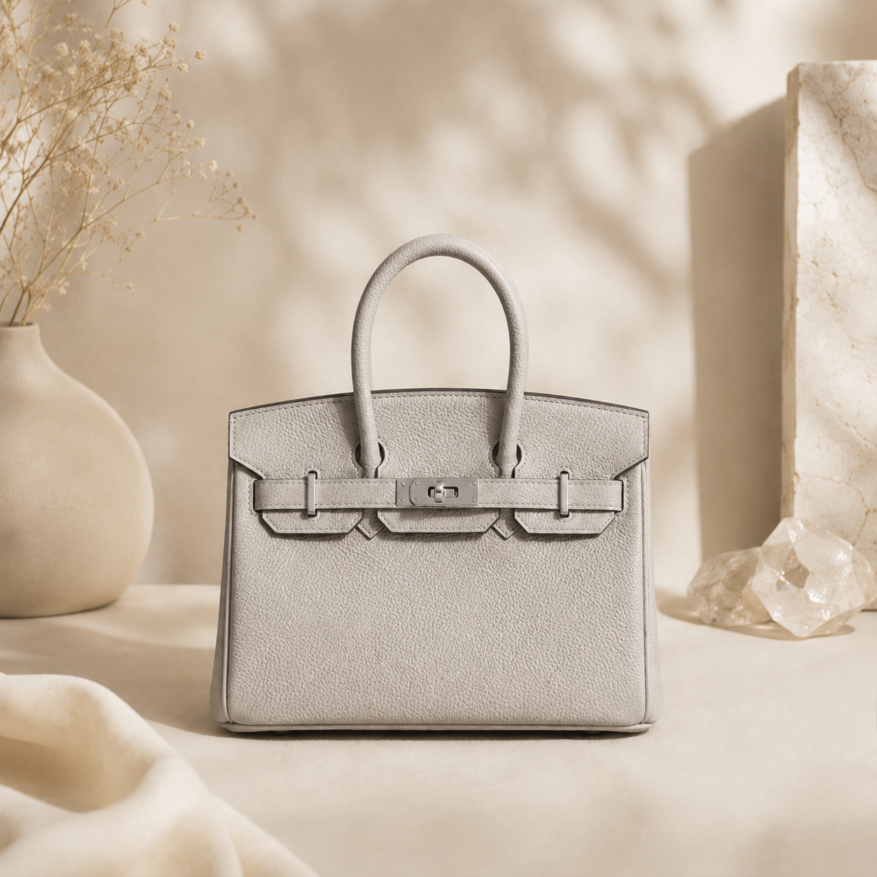 Premium Togo Leather Top Handle Handbag