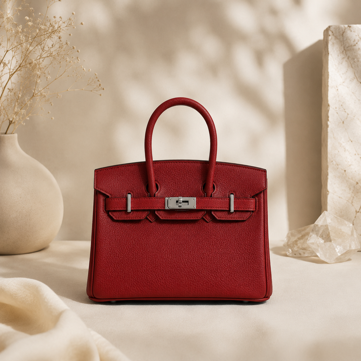 Premium Togo Leather Top Handle Handbag