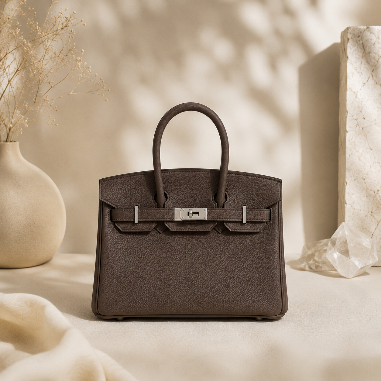 Premium Togo Leather Top Handle Handbag