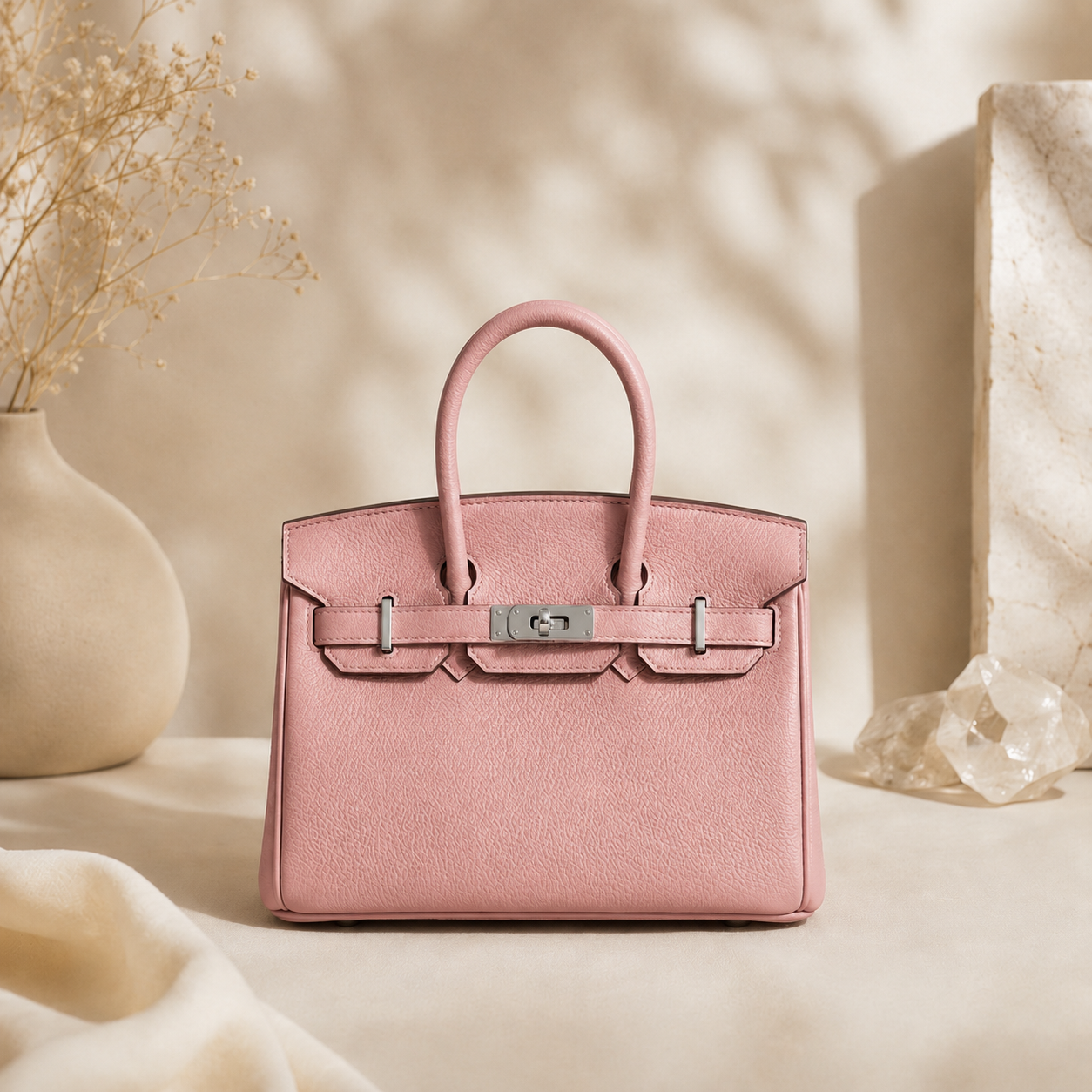 Premium Togo Leather Top Handle Handbag