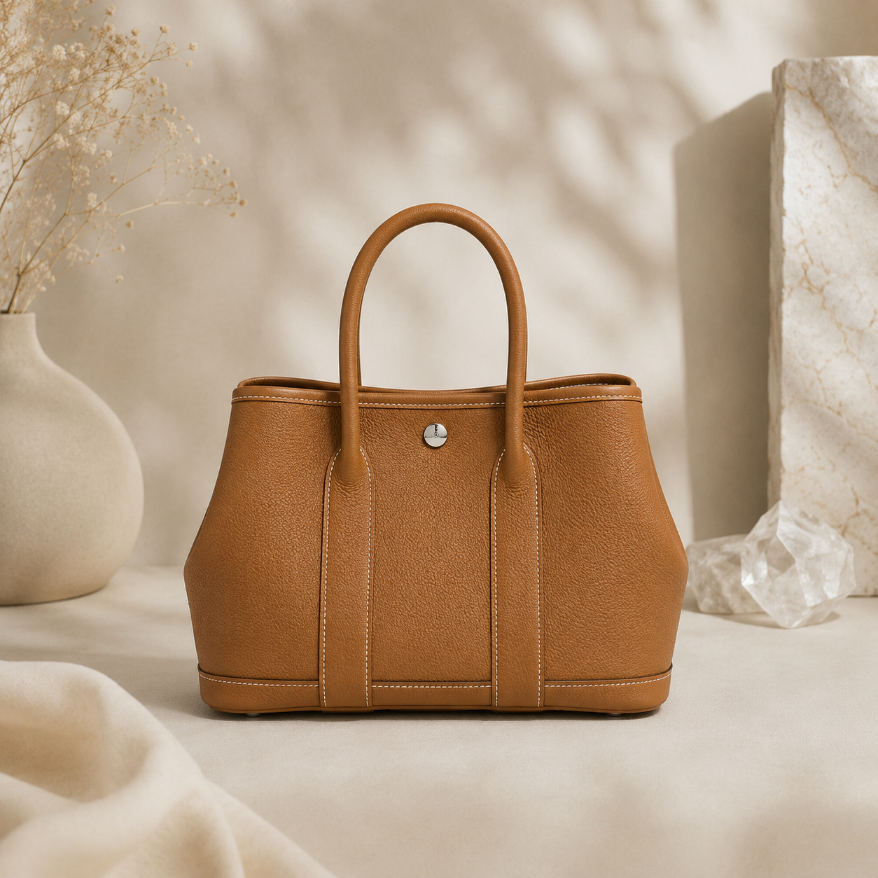 Premium Hand-Stitched Togo Leather Tote