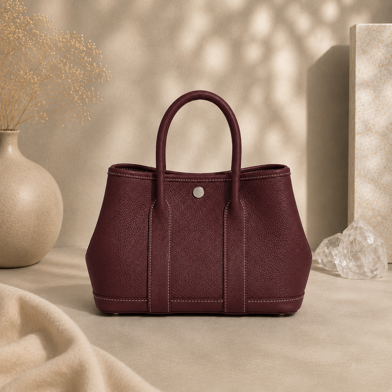 Premium Hand-Stitched Togo Leather Tote