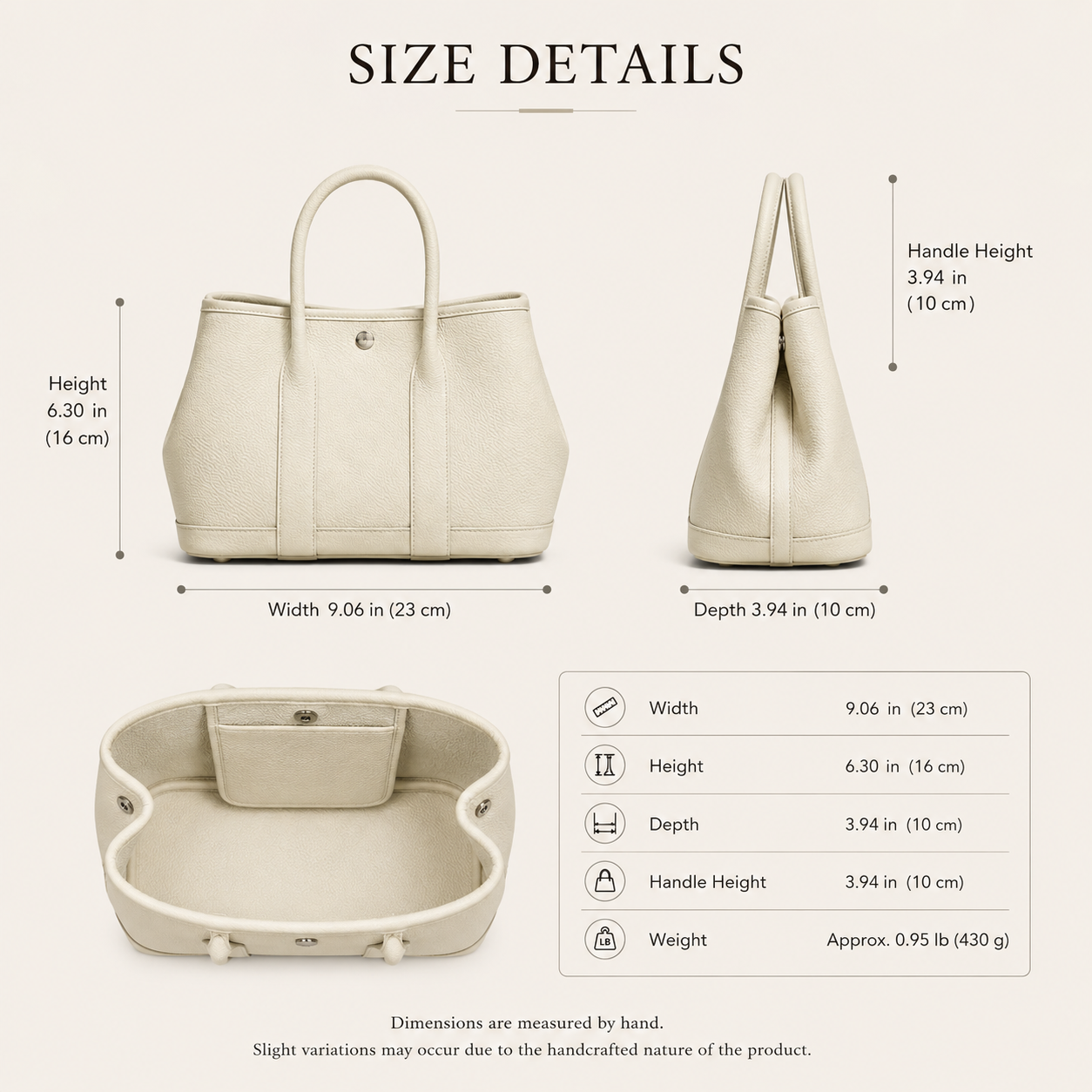 Premium Hand-Stitched Togo Leather Tote