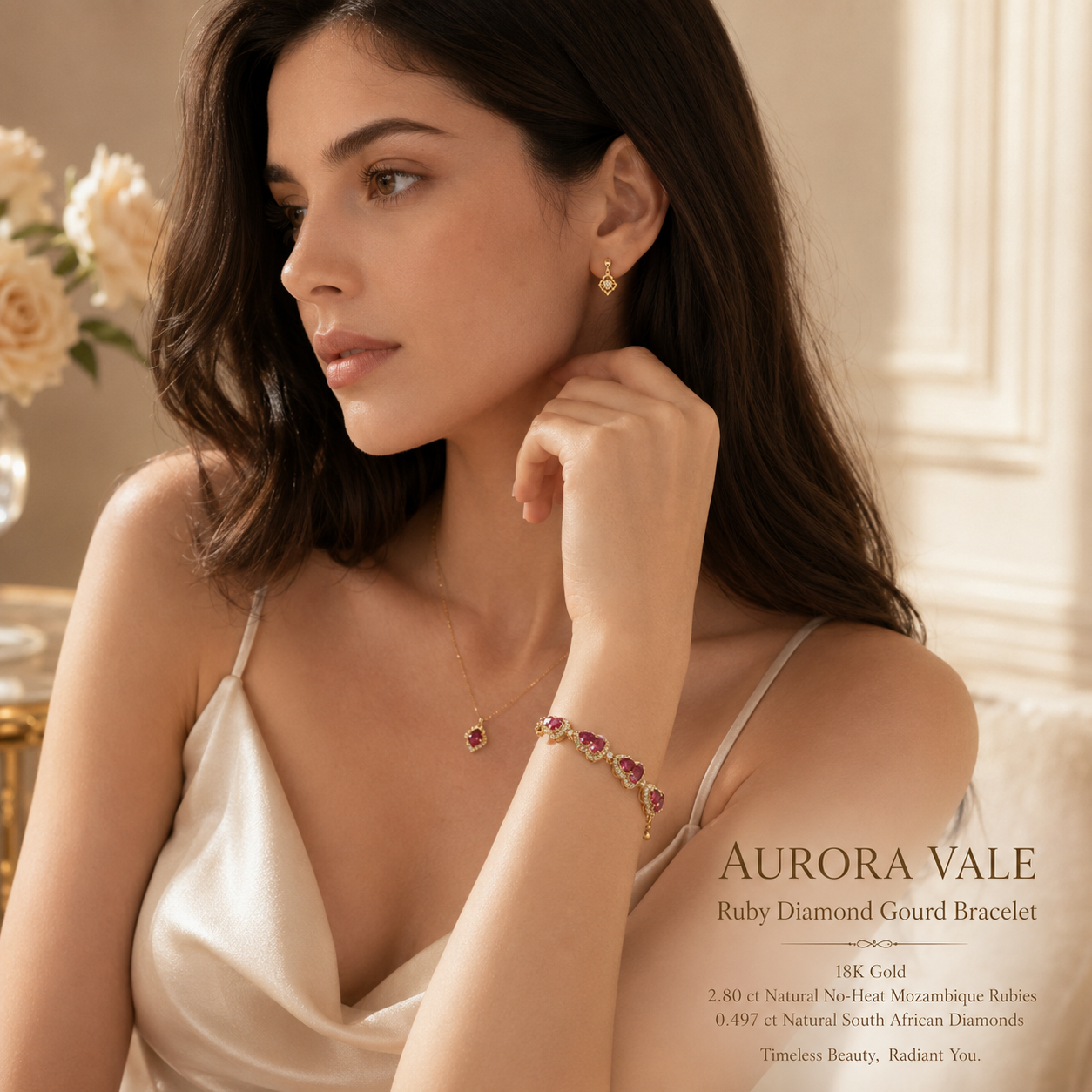 Ruby Diamond Gourd Bracelet